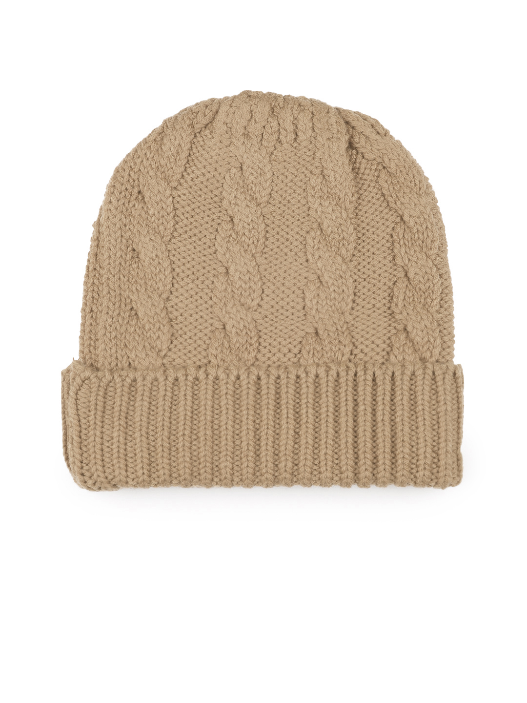 Coffee Acrylic Wool Cable Knit Winter Beanie | Men